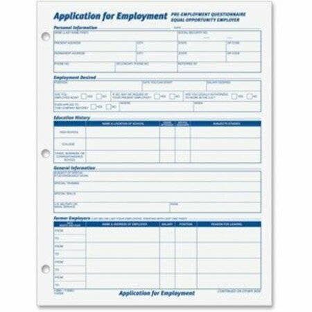 ADAMS Form, Employment Appl, 8.5X11 TOP32851